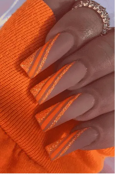 orange graduation nails