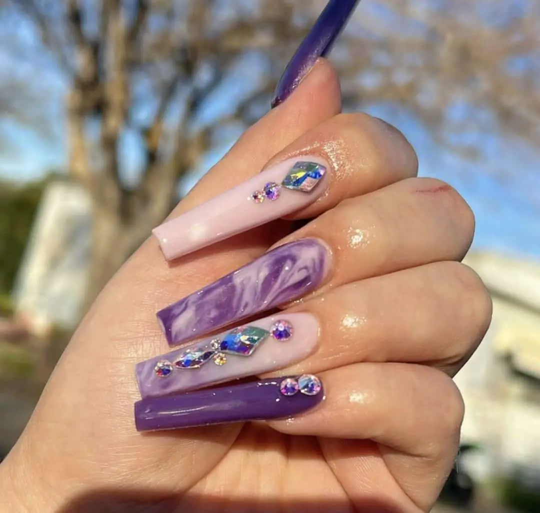 diamond acrylic nails