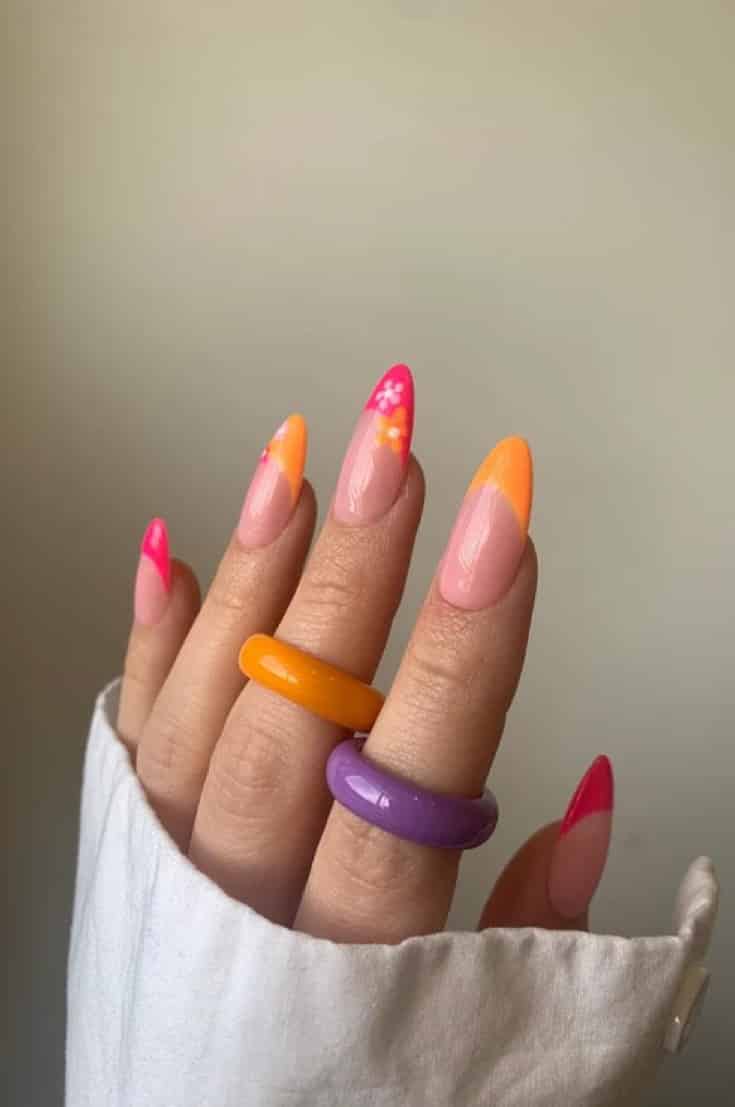 orange acrylic nail designs