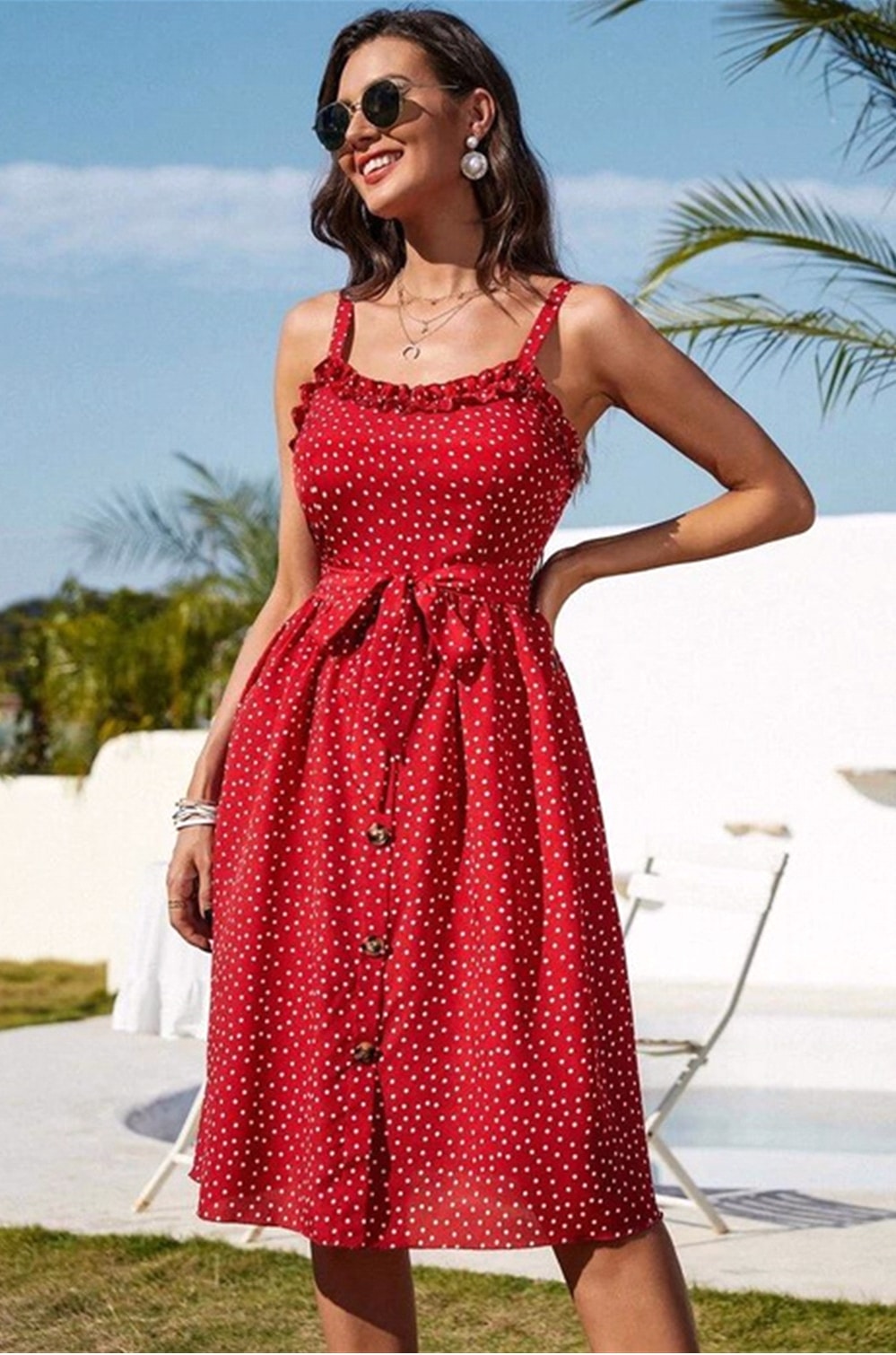 red brunch dress