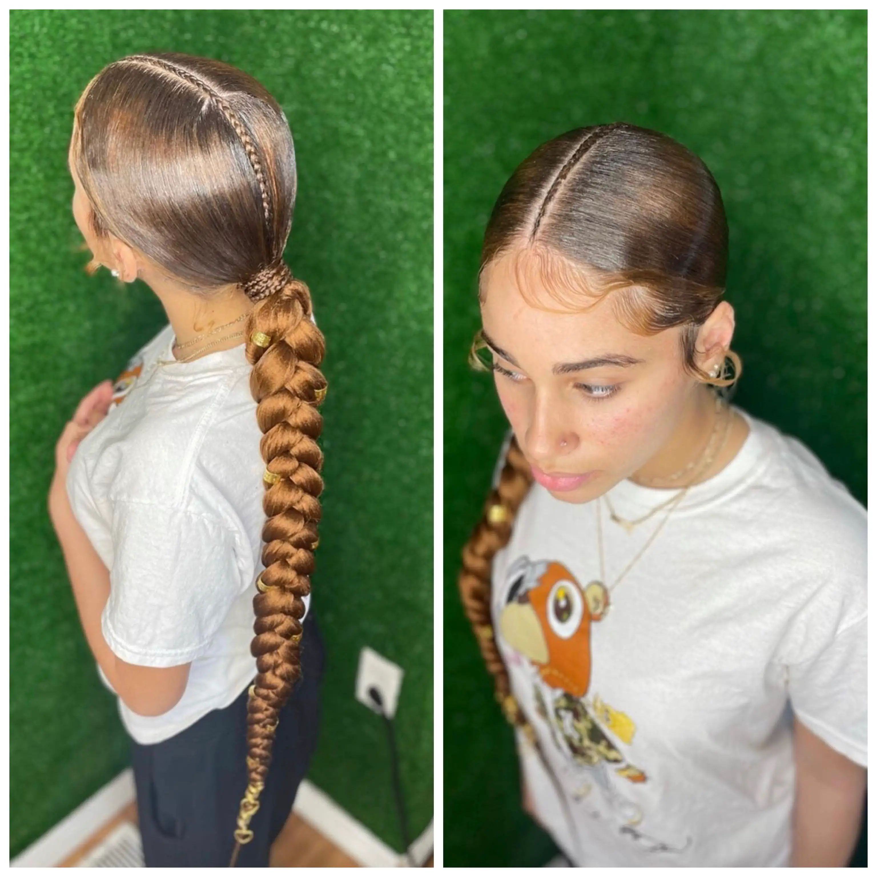centerpart low ponytail