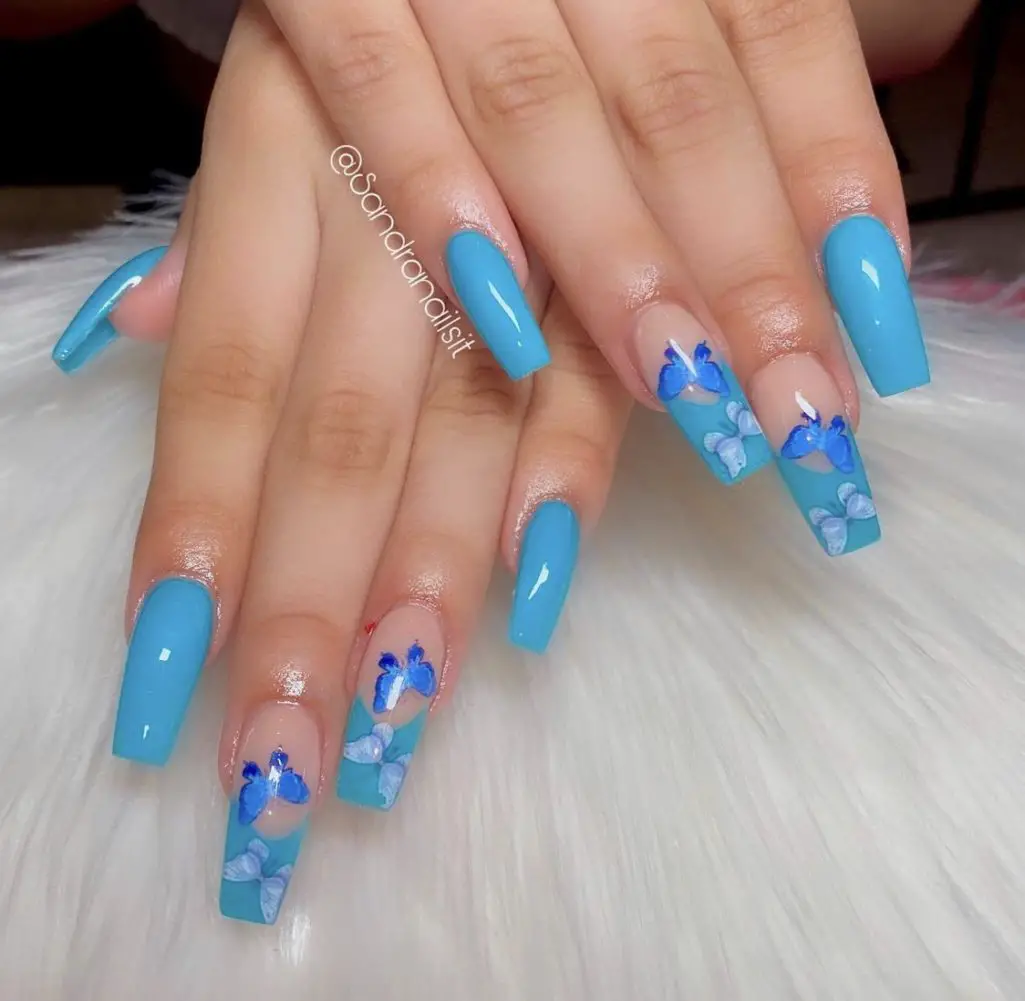 Blue acrylic nail designs
