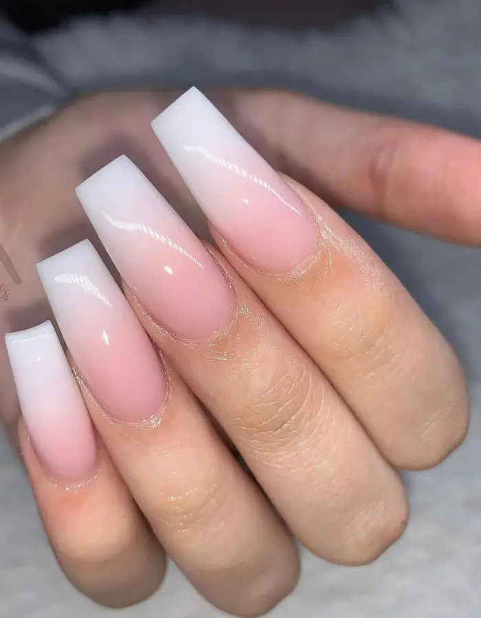 Pink and white ombre nails