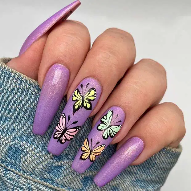30 Astonishing Butterfly Nail Designs For A Pretty Manicure Set.