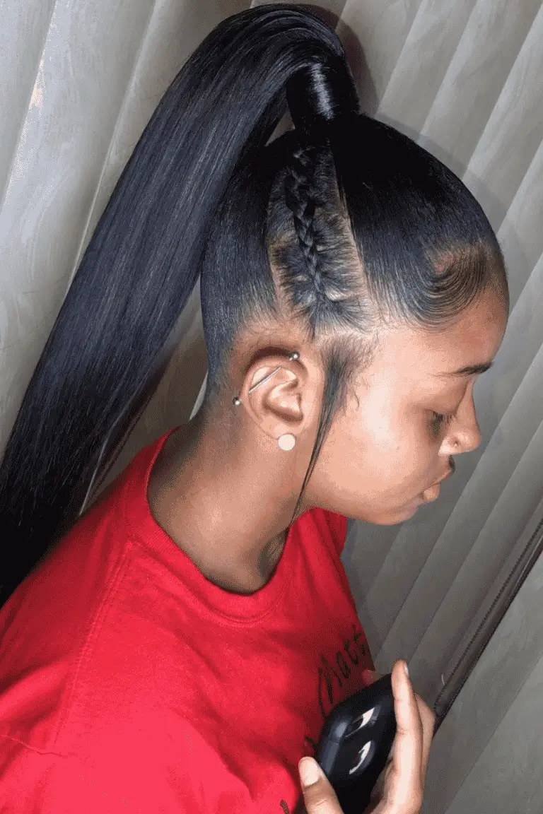 14 Gorgeous Ponytail With Braids Hairstyle Ideas For Black Women 2022.