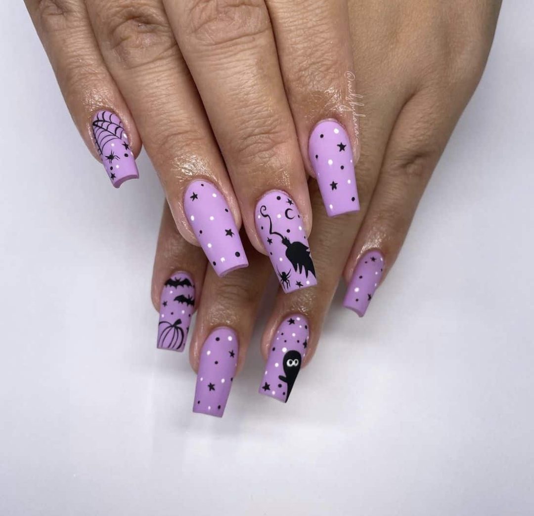 Purple Halloween nail design