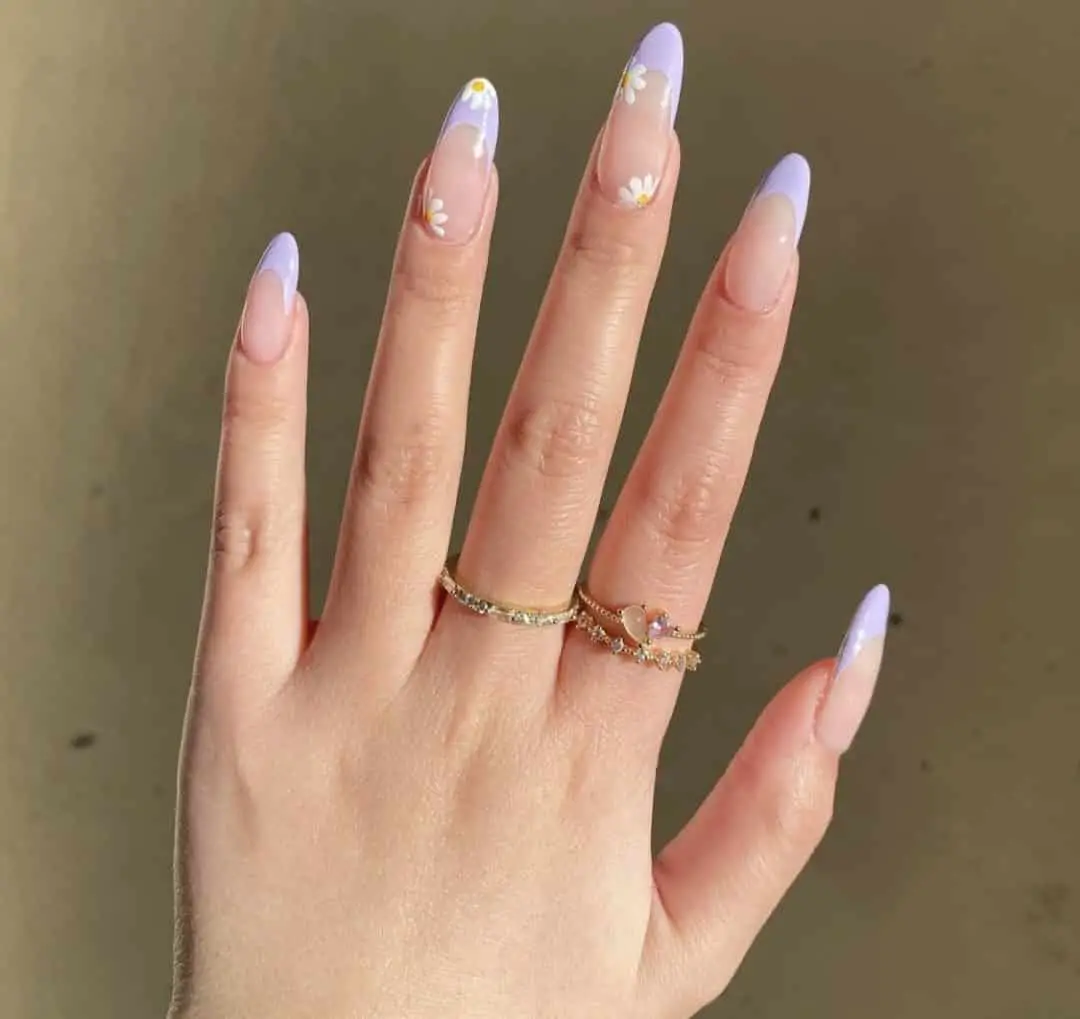 lavender nails with flowers