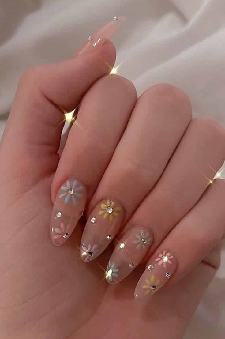 daisy acrylic nail designs