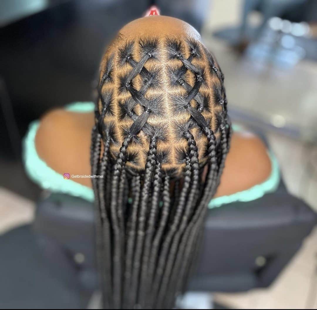 Criss Cross Braids With Rubber Bands