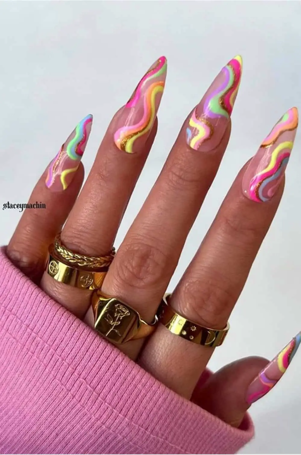 rainbow swirl nails