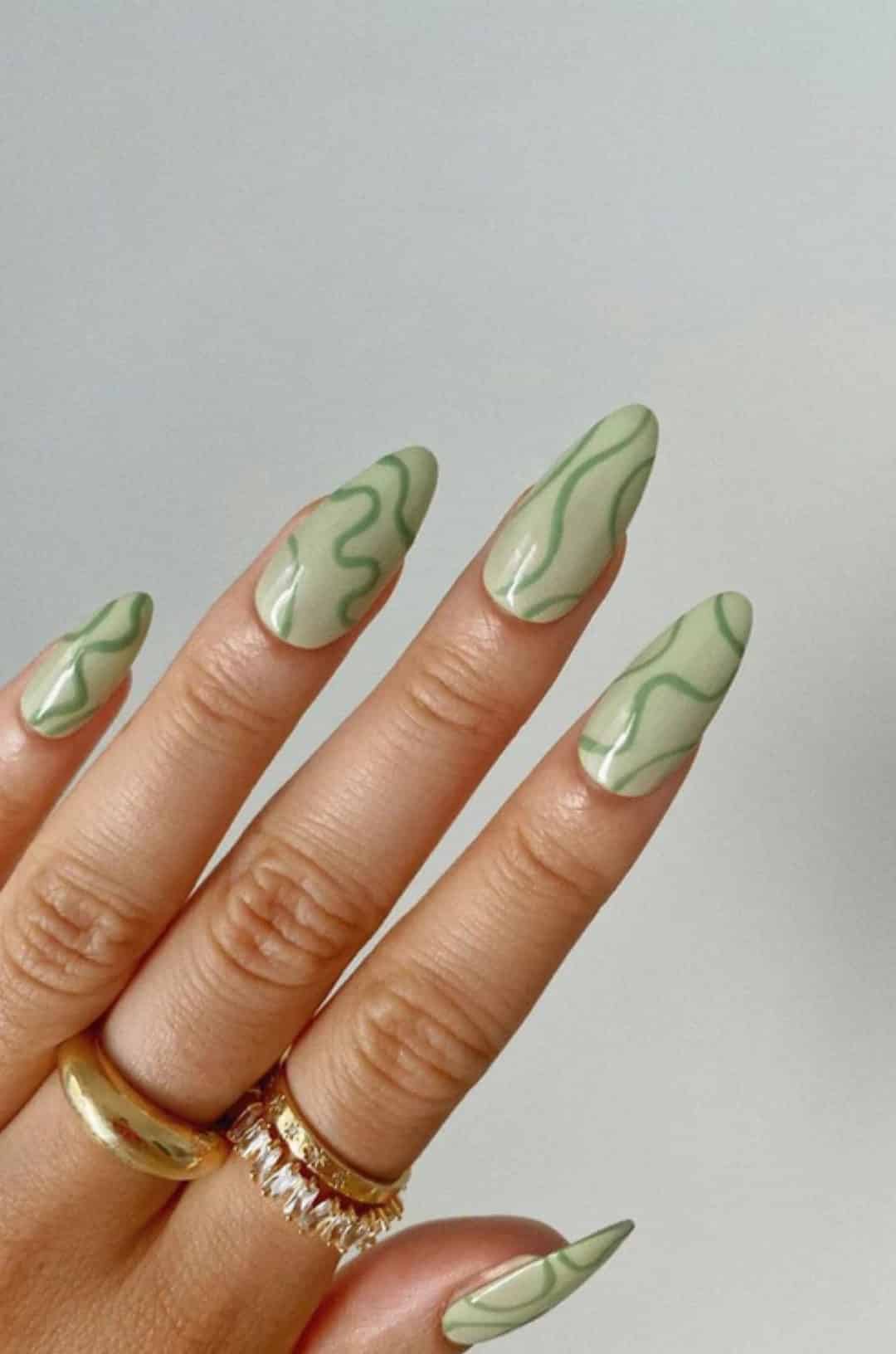 Sage green nail designs 