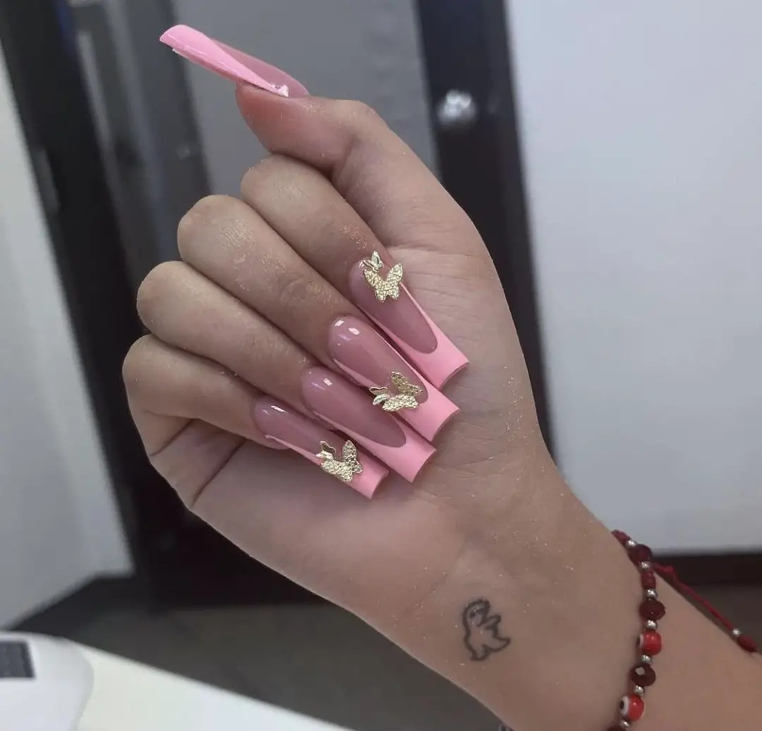 pink Butterfly nails